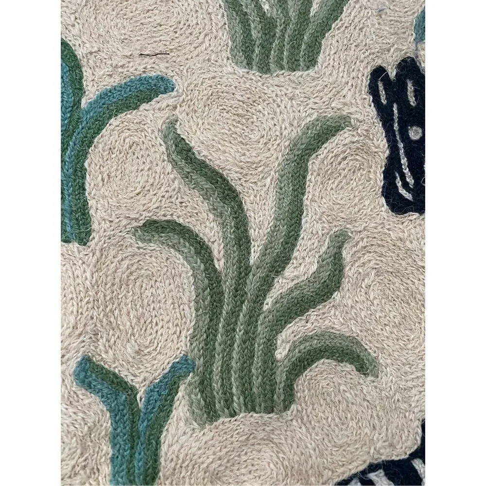 Vintage Handmade Chain Stich Embroidery Seat Upholstery Cover Zebra
